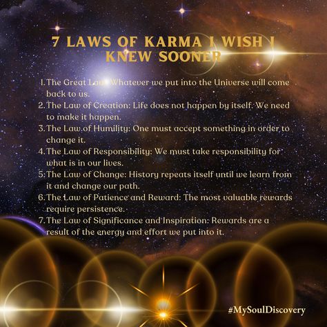 7 Laws of Karma Laws Of Karma, Law Of Karma, Spiritual Quotes, Our Life, No Response, Spirituality, Quotes