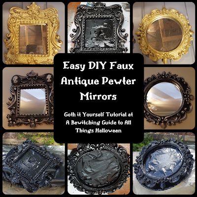 Halloween Easy Diy, Mirror Redo, Goth It Yourself, Halloween Antiques, Gothic Mirror, Victorian Picture Frames, Gothic Pictures, Antique Picture Frames, Old Mirror