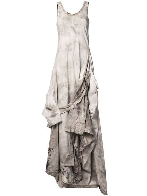 Shop India Flint wasteland dress in  from the world's best independent boutiques at farfetch.com. Over 1500 brands from 300 boutiques in one website. White Distressed Dress, White Ripped Dress, Dress Draping Ideas, Distressed Costume, Ragged Dress, Witches Dress, Distressed Clothes, Pile Of Clothes, Ripped Dress