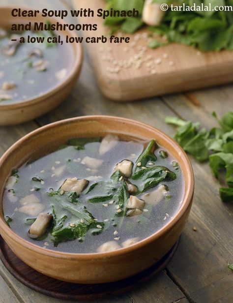 clear soup with spinach and mushrooms recipe | mushroom spinach soup | Clear Soup Recipes, Spinach Mushroom Recipes, Clear Mushroom Soup Recipes, Mushroom And Spinach Soup, Mushroom Spinach Soup Recipes, Mushroom Spinach Soup, Clear Mushroom Soup, Mushroom Walnut Spinach Soup, Chinese Clear Soup Recipe