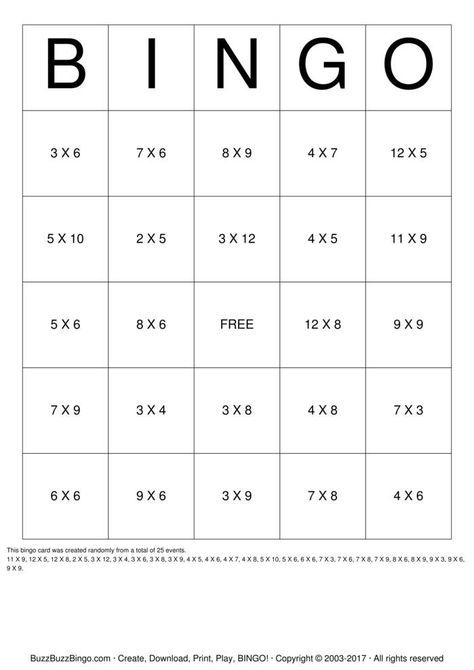 Multiplication Bingo Free Printable, Math Party, Multiplication Bingo, Math Bingo, Teaching Us History, Printable Math Games, Free Bingo Cards, Bingo For Kids, Multiplication Games