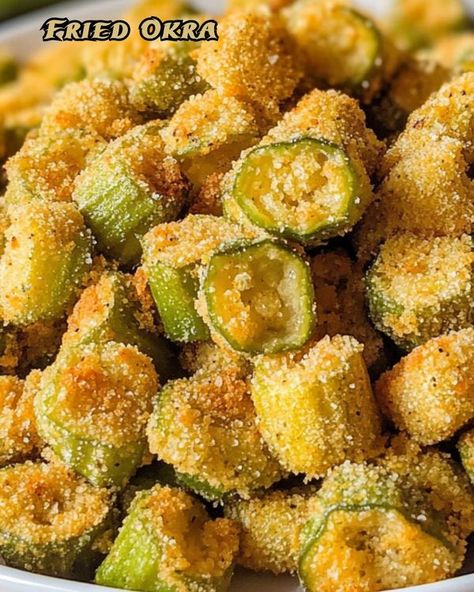 A Southern staple, this Fried Okra... - Recipes Gourmand Fried Okra Recipe, Fresh Okra, Okra Recipe, Fried Okra, Okra Recipes, Homemade Cake Recipes, Homemade Cake, Food Pantry, Okra