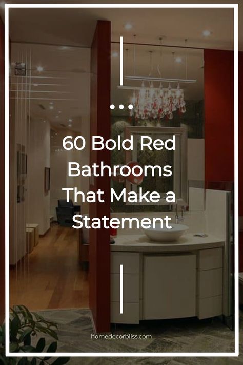 60 Bold Red Bathrooms That Make a Statement Burgundy Bathroom Walls, Red And Gold Bathroom Ideas, Red Bathroom Walls, Burgundy Bathroom Ideas, Dark Red Bathroom, Accent Tile Bathroom, Red Tile Bathroom, Maroon Bathroom, Red And Gold Bathroom