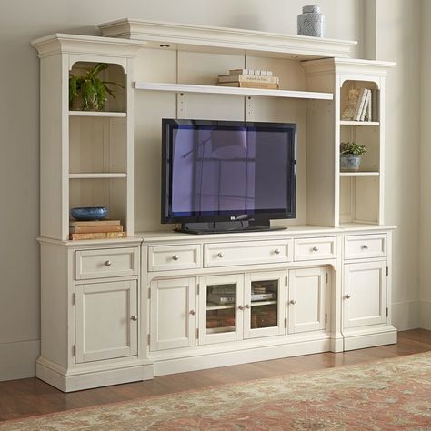 One Allium Way Lillie Entertainment Center for TVs up to 60" & Reviews | Wayfair Wall Mount Entertainment Center, Rustic Entertainment Center, Plan Garage, Sofa Santai, Entertainment Center Wall Unit, White Entertainment Center, Entertainment Center Furniture, Entertainment Wall Units, Wood Entertainment Center