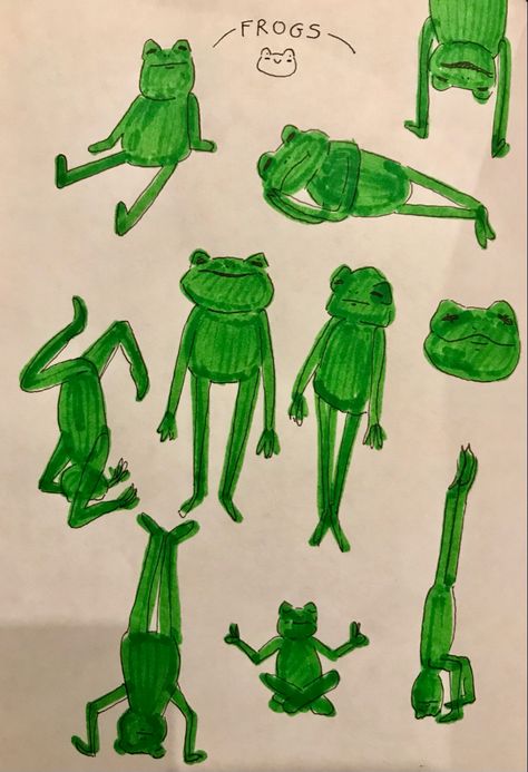 Cow And Frog Drawing, Funky Frog Art, Funky Frogs Drawing, How To Draw Frogs, How To Draw Frog, Frog Painting Ideas, Frog Drawing Simple, How To Draw A Frog, Frog Drawing Sketches