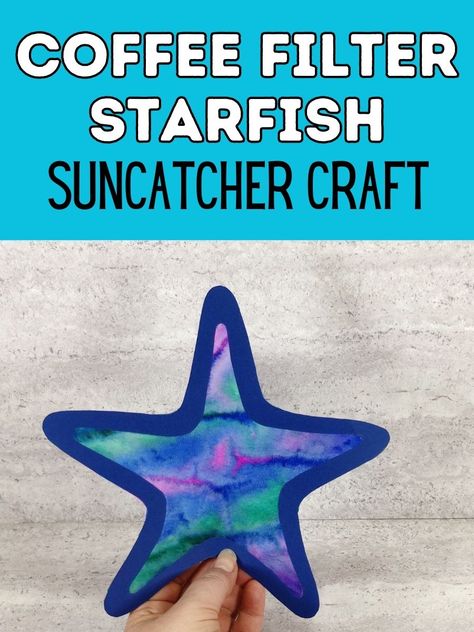 Ocean Suncatcher Craft, Coffee Filter Ocean Craft, Coffee Filter Suncatcher, Stingray Craft Preschool, Ocean Animal Crafts For Toddlers, Starfish Craft Preschool, Shark Craft Preschool, Preschool Ocean Crafts, Ocean Crafts For Toddlers