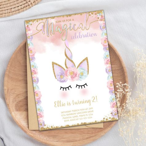 ANY AGE - Unicorn Glitter Birthday Invitation Birthday Invitations Zazzle, 92nd Birthday, Unicorn Birthday Cards, Unicorn Card, Unicorn Birthday Invitations, Unicorn And Glitter, Unicorn Invitations, Glitter Birthday, 1st Birthday Invitations