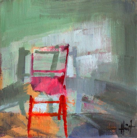 Art Chairs, Chair Art, Interior Paintings, Red Chair, Art Chair, Painted Chairs, Still Life Paintings, Life Paintings, Still Life Art