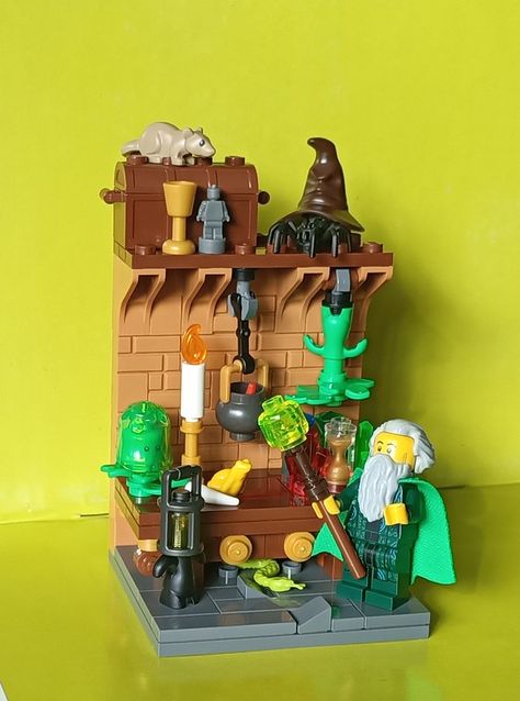 The wizard's workshop | A small 8x8 vignette I made last wee… | Flickr Lego Wizard, Lego Building Ideas, Lego Wizard Tower, Lego Harry Potter Diagon Alley, Halloween Lego, Magician's Nephew, Lego Medieval Village, Lego Diagon Alley Moc, Lego Dnd