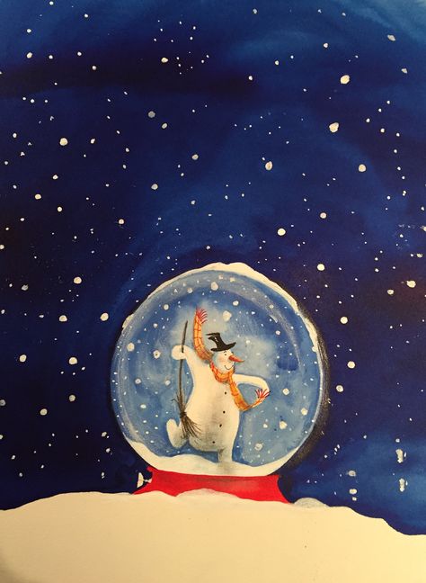 Snowglobe Painting, Picture Snow Globe, Painting References, Bottle Ideas, Childrens Books Illustrations, Christmas Tree Painting, Christmas Snow Globes, Art Winter, Christmas Illustration