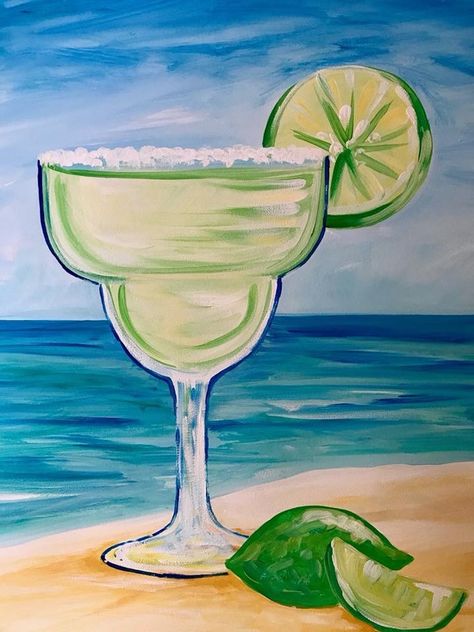 Sip and paint Cute Sip And Paint Ideas, Paint And Sip Drawings, Summer Paint And Sip Ideas, Margarita Canvas Painting, Paint N Sip Ideas Easy, Sip & Paint Ideas, Really Easy Paintings For Beginners, Sip And Paint Picture Ideas, Paint And Sip Picture Ideas