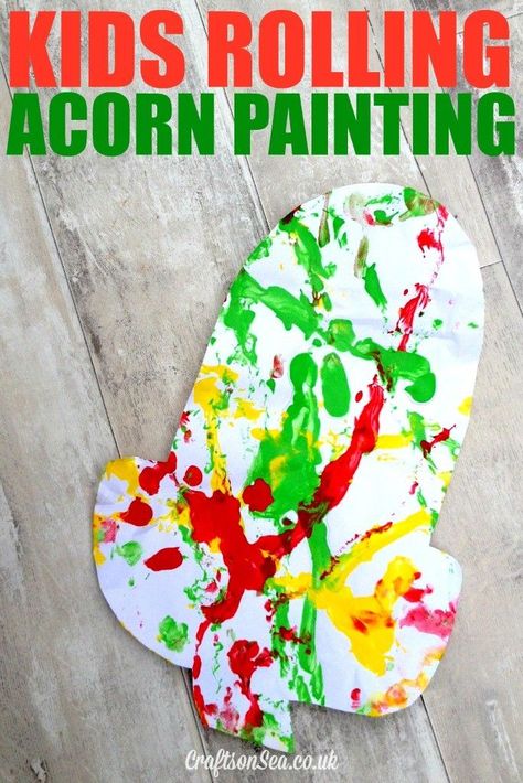 Kids Acorn Crafts: Rolling Acorn Painting - Crafts on Sea Acorn Crafts Preschool, Craft Ideas For Fall, Acorn Craft, Acorn Painting, Fall Acorns, Acorn Crafts, October Crafts, Fall Arts And Crafts, Autumn Activities For Kids