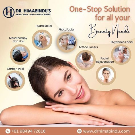 Dr. Himabindu is known as the most notable dermatologist clinic in India. We have the world's best equipment like Soprano Laser, Kybella, etc. There is a wide range of treatments that Dr. Himabindu's clinic provides. Call us: +91 98494 72616 For more: www.drhimabindu.com #drhimabindu #drclinic #clinic #skincare #pigmentation #facetreatment #beauty #botox #microneedling #skin #hairfree #antiaging Dermatologist Clinic, Ent Specialist, Esthetician Inspiration, Hair Poster, Skin And Hair Clinic, Botox Face, Skin Facts, Beauty Needs, Cosmetic Clinic