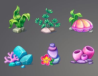 Underwater Plants Drawing, Underwater Props, Sea Concept Art, Game Art Environment, Ocean Plants, Inkscape Tutorials, Art Environment, Sea Plants, Underwater Art