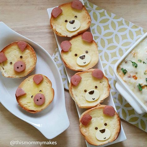 436 Me gusta, 42 comentarios - Russet (@thismommymakes) en Instagram: "A rainy afternoon called for something warm and filling for my kids and their cousins. Baked…" Fun Food Ideas, Decorative Food, Foodie Pics, Cute Piggy, Rainy Afternoon, Decorações Com Comidas, Food Art For Kids, Food Decor, Food Baby