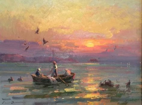 Ovanes Berberian, Rennaissance Art, Selling Paintings, Landscape Art Painting, Realism Art, Sunset Painting, Ethereal Art, Seascape Paintings, Oil Painting Landscape