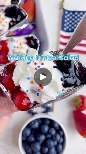 This Walking Pretzel Salad is made with @goldfishsmiles pretzels! 

Find the recipe here- https://www.passionforsavings.com/red-white-and-blue-walking-pretzel-salad/

#pretzel #pretzels #goldfish #dessert #desserts #easydessert #easydesserts | Passion For Savings | Bruce Springsteen · Born in the U.S.A. Pretzel Dessert, Pretzel Recipes, Pretzel Desserts, Pretzel Salad, Pretzels Recipe, Bruce Springsteen, Pretzels, Goldfish, Easy Desserts