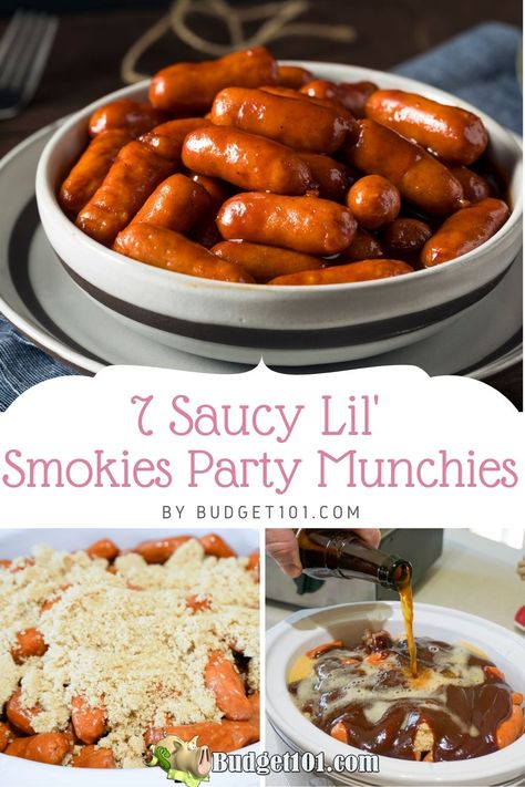 Lil Smokies Appetizers, Best Lil Smokies Recipe, Lil Smokies Recipes Crockpot, Little Sausage Recipes Lil Smokies, Crockpot Lil Smokies, Smokies Appetizers, Baked Spagetti, Lil Smokies Recipes, Party Munchies