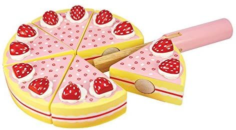 Bigjigs Toys Strawberry Party Cake - Wooden Play Food: Amazon.co.uk: Toys & Games Play Kitchen Food, Wooden Play Food, Wooden Play Kitchen, Play Food Set, Strawberry Party, Wooden Cake, Toy Food, Play Food, Party Cake