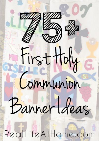 75+ Design Ideas for First Communion Banners (Plus Links to Other First Communion Resources) | RealLifeAtHome.com First Eucharist Banner, First Communion Banner Girl, Confirmation Banner Ideas, Communion Banner Ideas Catholic, First Communion Banners Catholic, 1st Communion Banner Ideas, First Communion Banner Ideas, Communion Banner Ideas, Communion Banners