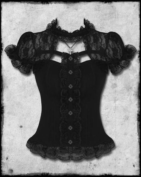 Mode Steampunk, Gothic Tops, Black Lace Corset, Look Retro, Gothic Corset, Gothic Clothes, Gothic Clothing, Lace Corset, Gothic Outfits