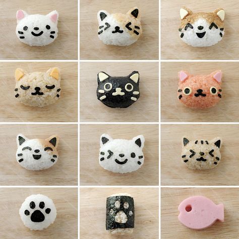 You've always wanted your rice balls to look like a stylized cat-face, and now they can! Kitchen tool maker Earnest has answered the prayers of cat and rice-ball lovers around the world with 'Omusubi Nyan,' their kitty-shaped onigiri kit. The nyan at the end of the name is the sound of a cat meowing in Japanese. Japanese Food Art, Cute Bento Boxes, Japanese Food Bento, Kawaii Bento, Sushi Maker, Nori Seaweed, Cute Bento, Bento Recipes, Japanese Bento