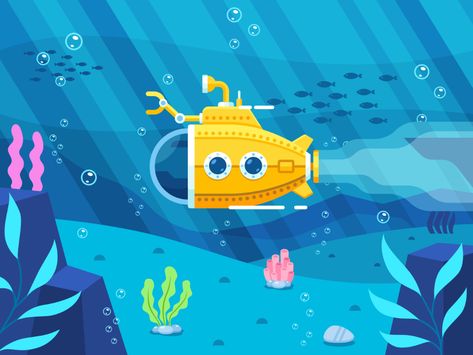 Download yellow submarine under the sea with colorful coral flat illustration Vector Art. Choose from over a million free vectors, clipart graphics, vector art images, design templates, and illustrations created by artists worldwide! Underwater Vector Illustration, Undersea Illustration, Submarine Illustration, Under The Sea Illustration, Coral Flats, Ocean Illustration, Sea Illustration, Storyboard Illustration, Aesthetic Yellow