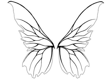 Farie Wings Drawing, Fairy Wing Line Art, Fairy Wing Drawing Reference, Fair Wings Drawing, Wings Fairy Drawing, Fairy Wing Art, Fairy Wing Sketch, Fairy Wing Stencil, Butterfly Wings Outline