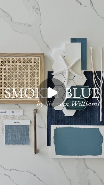 Tara Nelson on Instagram: "Smokey Blue by Sherwin Williams 🤍

Here’s to my love affair with a coastal organic vibe and the pairing of the perfect blue and 
a beautiful rattan moment with @chitaliving - I am obsessed!

Starting off with the perfect @sherwinwilliams smoky blue with a beautifully balanced gray undertone that offers a calm and relaxing feel. Awwww - I feel the ocean breeze.

Pair it with a beautiful chair from Chita Living with woven rattan panels and a soft white fabric and you are enjoying an August summer day all year long!

Move over green because  blue is absolutely THE color this spring and summer!💙

Accent colors seen here: 

Greek Villa - SW 7551 by Sherwin Williams 
Smokey Blue - SW 7604  by Sherwin Williams 

Samples seen here: 

Fabric samples from @crateandbarrel Sherwin Williams Smokey Blue, Smokey Blue Sherwin Williams, Smoky Blue Sherwin Williams, Crate And Barrel Style, Greek Villa, August Summer, Blue Gray Paint, Greek Villas, Smoky Blue