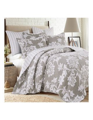 Levtex Home Sanira Quilt Set | belk Floral Bedding Sets, How To Clean Pillows, Luxury Quilts, Cotton Bedspread, Bedroom Walls, Beautiful Bedroom, King Pillows, Stylish Beds, Floral Quilt