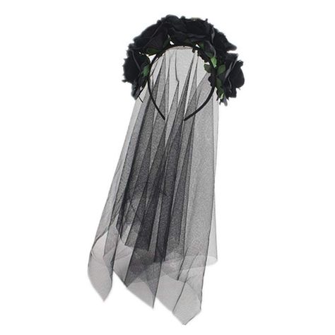 Lurrose Rose Floral Crown Veil Halloween Costume Mexican Headband Day of the Dead Headpiece for Festival Carnival Party (Black Pattern): Amazon.de: Beauty Floral Crown Veil, Witch Fancy Dress, Black Flower Crown, Rose Dance, Rose Veil, Cosplay Hair Accessories, Rose Flower Headband, Gothic Party, Rose Flower Crown