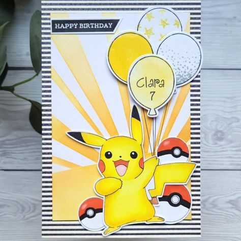 Pokemon Birthday Cards, Pokemon Birthday Card, Pokemon Birthday, Copic Coloring, Copic, Diy Cards, Pikachu, Inspirational Cards, Card Design