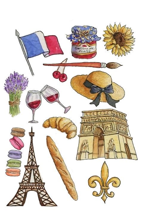 France Cafe, Paris Printables, France Scrapbooking, Project Cover Page, Kids Art Studio, Travel Album, Summer Books, Scrapbook Stickers Printable, Sticker Template