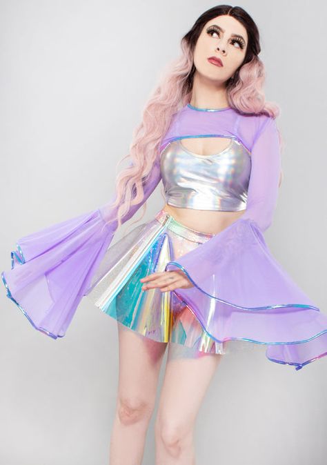 Mesh Shrug, Mode Cyberpunk, Rave Fits, Sleeve Shrug, J Valentine, Space Outfit, Fest Outfits, Idee Cosplay, Rave Outfit