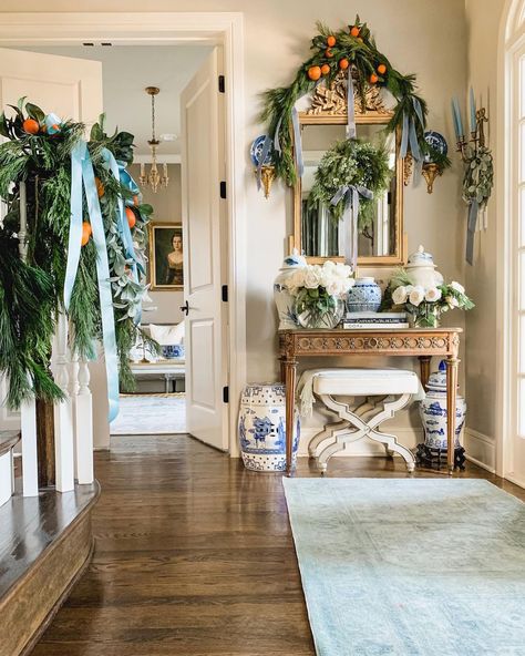 Celebrate the beauty of the holiday season. 🍊 Explore our ready-to-ship live greenery assortment & deck the halls: https://bit.ly/3EJ9Oqa #OneKingsLane (Image: @murpheybeckerart) #myOKLstyle Christmas Palette, Christmas Interiors, Holiday Garlands, Christmas Time Is Here, Coastal Christmas, Merry Little Christmas, Blue Christmas, Christmas Is Coming, Christmas Inspiration