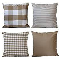 Farmhouse Pillow Covers, Plaid Pillow Covers, Geometric Pillow Covers, Cottage Style Home, Solid Beige, White Pillow Covers, 18x18 Pillow Cover, Plaid Pillow, White Throw Pillows