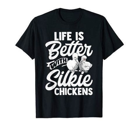 PRICES MAY VARY. Life Is Better With Silkie Chickens! Perfect saying for chicken owners who love their silkie chickens, chicks, hens, and rooster from the chicken coop. Great for any chicken farmer as well as chicken mom and chicken dad who keep chickens in their garden. Grab this outfit for yourself, a friend, a farmer, or a chicken keeper who loves poultry and raises a flock of silky chickens as pets. Funny silkie chicken accessories for every crazy chicken lady who is into chicken farming and Silky Chickens, Silky Chicken, Chicken Accessories, Chicken Farmer, Chicken Owner, Chicken Farming, Chicken Mom, Silkie Chickens, Crazy Chicken