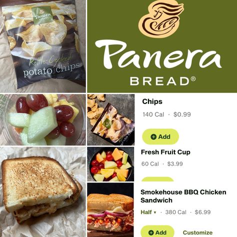 Panera Recipes, Bbq Chicken Sandwich, Best Chips, Panera Bread, Dinner Options, Work Lunch, Low Fat Recipes, Chicken Sandwich, Bbq Chicken