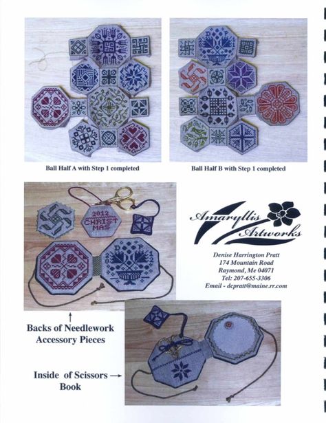 Quaker Ball, Cross Stitch Blackwork, Cross Stitch Ornaments, Needlework Ideas, Stitch Ornaments, Sewing Case, Fabric Balls, Blackwork Patterns, Plastic Canvas Patterns