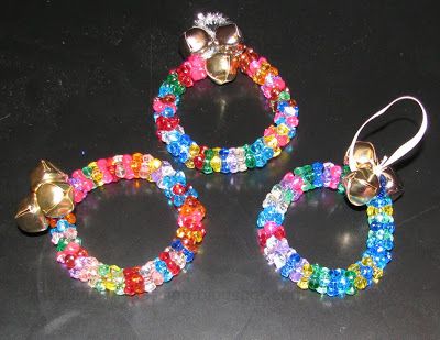 This post is about making Jingle bracelet and Ornaments. Thread Tri beads, Jingle Bells with pipe cleaner/Fuzzy sticks. The Bracelets are perfect for Christmas. Ornament Craft, Holiday Crafts For Kids, Preschool Christmas, Beaded Ornaments, Ornament Crafts, Christmas Crafts For Kids, Winter Crafts, Christmas Activities, Xmas Crafts