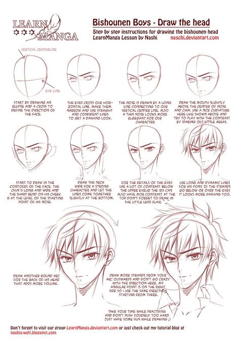 boy-head-learn-to-draw-anime-step-by-step-tutorial-with-explanation Learn To Draw Anime, Manga Tutorial, 얼굴 드로잉, Drawing Eyes, Anime Tutorial, Drawing Hair, Manga Drawing Tutorials, 얼굴 그리기, Drawing Heads