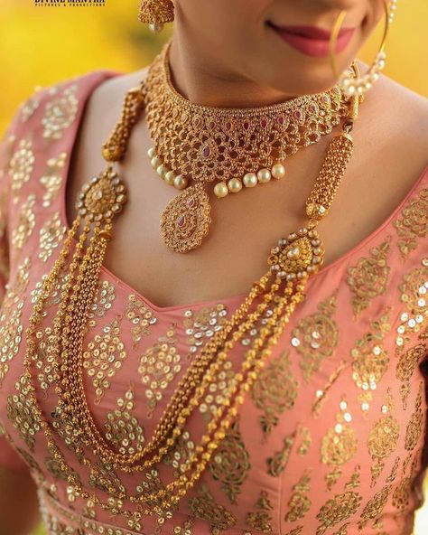 Wedding Necklace Designs, Marriage Jewellery, Anklets Indian, Wedding Jewellery Designs, Gold Necklace Wedding, Wedding Necklace Set, Jewelry Set Design, Gold Necklace Indian Bridal Jewelry, Gold Bridal Jewellery Sets