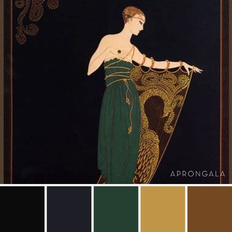 Art nouveau black gold green color palette | Art deco color palette, Green colour palette, Green art deco 1900 Color Palette, Black Gold Palette Colour Schemes, Green And Black Colour Scheme, Art Deco Paint Colors Colour Palettes, Black Gold And Green Color Palette, 1900s Color Palette, Art Nouveau Paint Colors, Black Color Palate, Art Deco Colour Palette Interiors