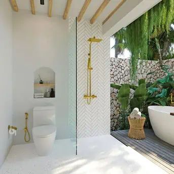 The Putih - Tiny Villas in Bali Tiny Villa, Balinese Villa, Villas In Bali, Bali House, Outdoor Bath, Outdoor Bathrooms, Modern Tropical, Outdoor Entertaining Area, Tropical Design