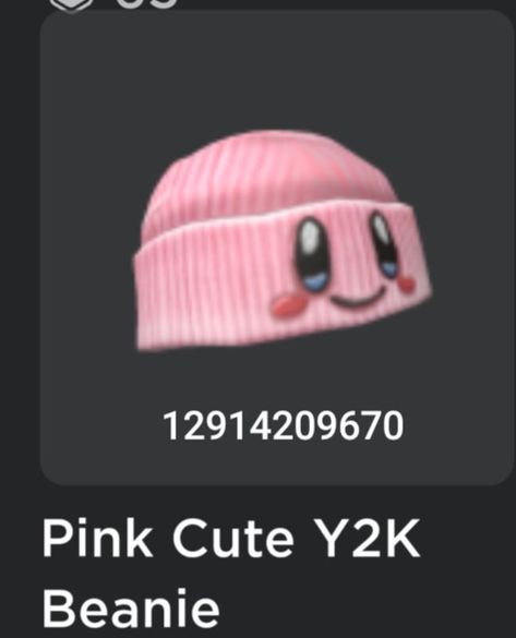 Code Kirby Beanie, Accessory Codes, Roblox Pink, Pikachu Hat, Mario Hat, Y2k Hat, Minion Hats, Roblox Code, Brown Scarves