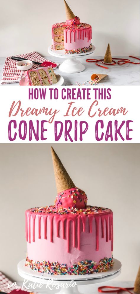 Homemade Pound Cake, Ice Cream Cone Cake, Melting Ice Cream, Moist Vanilla Cake, Cakes To Make, Cake Decorating For Beginners, Cake Decorating Classes, Diy Ice Cream, Semi Homemade