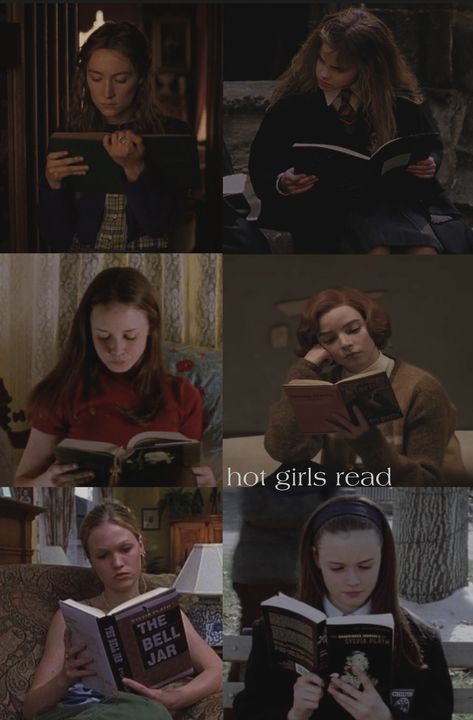 Rory Reading Aesthetic, Hermione Reading, Book Mood Board, Hermione Aesthetic, Rory Gilmore Books, Characters Reading, Literature Aesthetic, Girls Reading, Romanticizing School