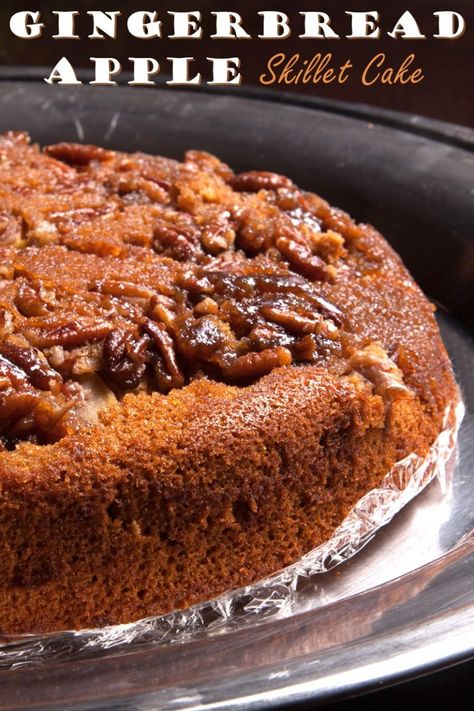 Apple Gingerbread Skillet Cake Sorghum Syrup Recipes, Gingerbread Apple, Dairy Free Vanilla Ice Cream, Sorghum Recipes, Autumn Favorites, Sorghum Syrup, Skillet Cake, Vegan Egg, Egg Replacer