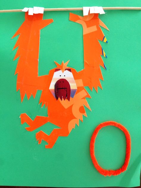 Learning letter O - O is for Orange Orangutan, preschool ABC craft, learning letters is fun Orangutan Illustration, Jungle Theme Crafts, Toucan Craft, Camping Vbs, Name Activities Preschool, Classroom Tree, Kapok Tree, Jungle Crafts, Zoo Activities