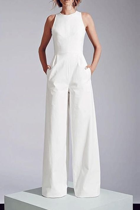 92af93f73faf3cefc129b6bc55a748a9desc34064967ri Best Jeans For Women, Jumpsuit With Pockets, Jumpsuit Summer, Long Jumpsuits, Sleeveless Jumpsuits, Outfit Casual, Wide Leg Jumpsuit, Primavera Estate, Elegant Fashion